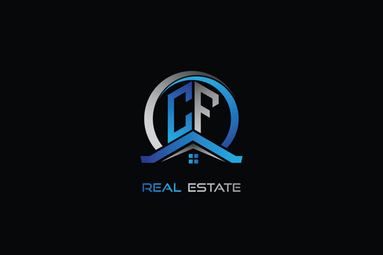 CF real estate letters logo design for construction or house. CF real estate letters logo Vector design