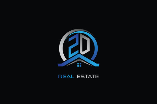 ZD real estate letters logo design for construction or house. ZD real estate letters logo Vector design