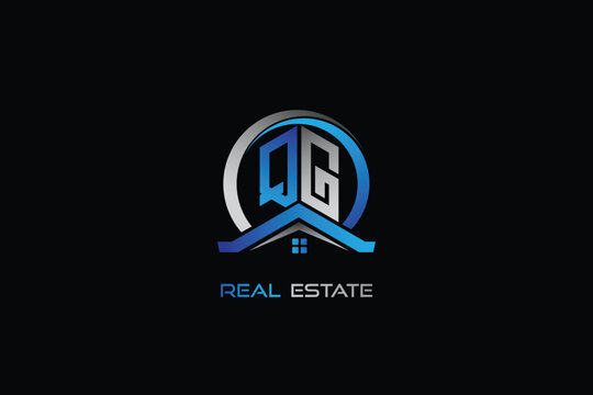 QG real estate letters logo design for construction or house. QG real estate letters logo Vector design