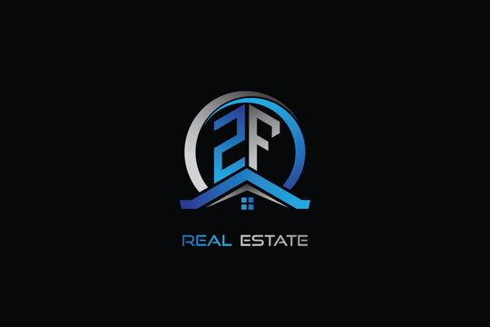 ZF real estate letters logo design for construction or house. ZF real estate letters logo Vector design