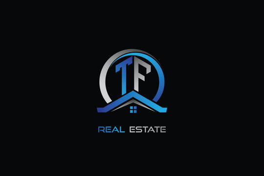TF real estate letters logo design for construction or house. TF real estate letters logo Vector design