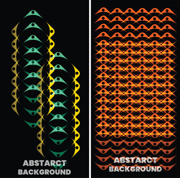 Abstract Neon Oval Pattern Collection with Glowing Repeating Shapes and Orange Geometric Background Design