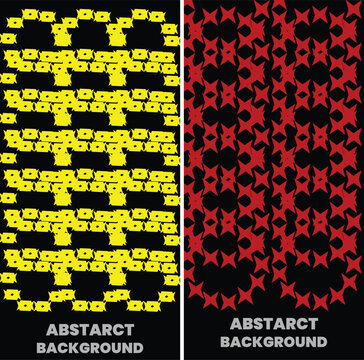 Abstract Chain Link Pattern Background Collection with Yellow Connected Shapes and Red Geometric Seamless Design