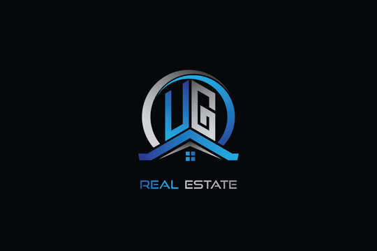 UG real estate letters logo design for construction or house. UG real estate letters logo Vector design