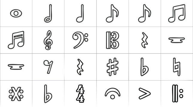 Music notes and symbols collection.