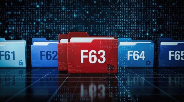 Folders with data codes on labels in digital storage