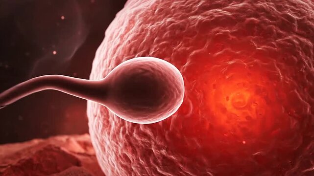 A microscopic view of a single cell fertilization process