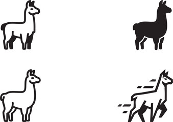 Obraz premium Collection of four different llama silhouettes on a pure, Four llama silhouettes