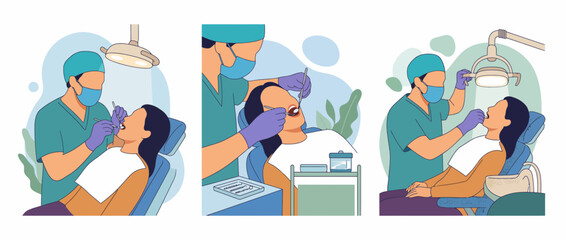 Fototapeta premium Medical Dental Checkup and Dentist Consultation Illustration