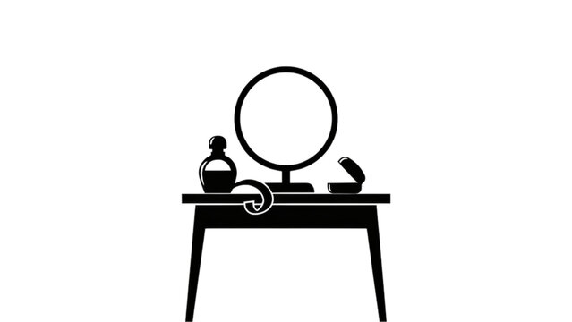 Black and white vector illustration of chess player studying round mirror reflection Vector