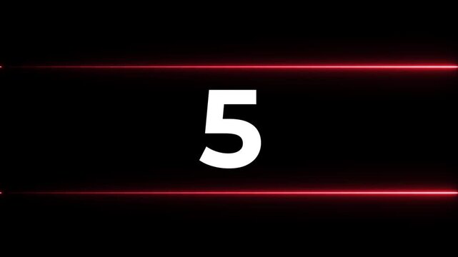 Numbers sequence on black background with red lines and cinematic motion