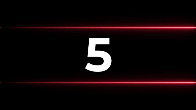 Numbers sequence moving across dark background with red light streaks