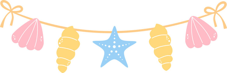 Seashell and Starfish Garland Illustration © TsaProjects