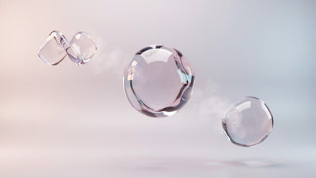 3D glass morphing shapes abstract background, modern translucent design backdrop
