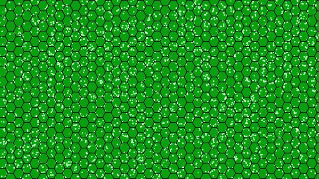 Seamless Green Honeycomb Pattern with Glowing Particles