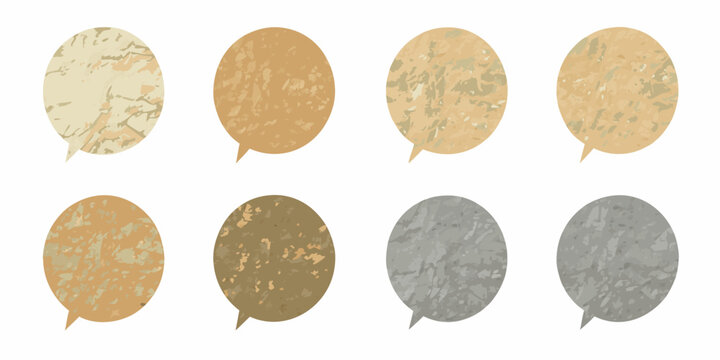 Eight Textured Speech Bubbles Vector Illustration With Distressed Patterns