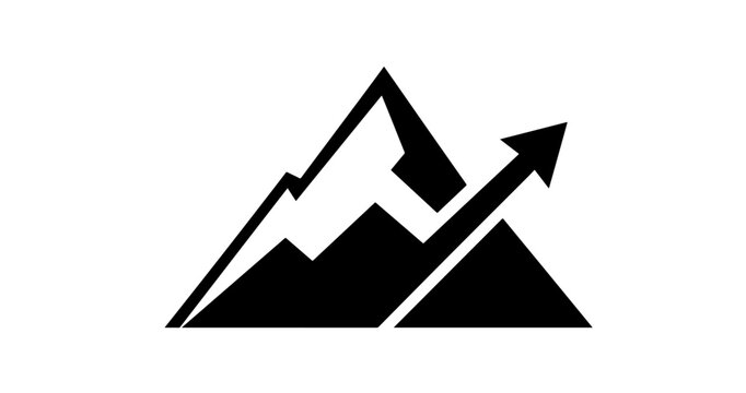Mountain Peak with Upward Arrow Business Growth Success Chart Vector Icon
