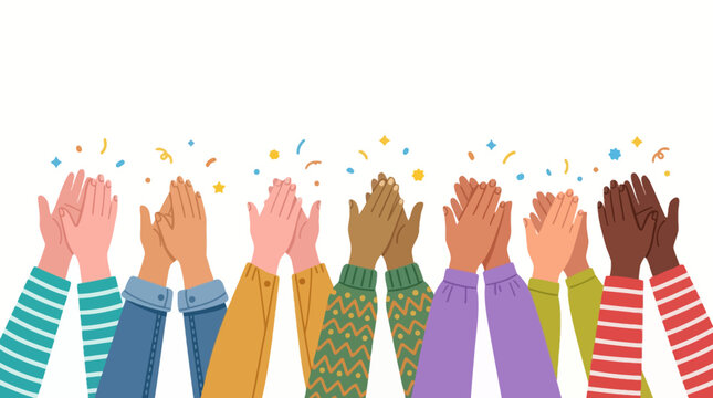 Diverse Hands Clapping and Giving Thumbs Up Celebration Support Illustration