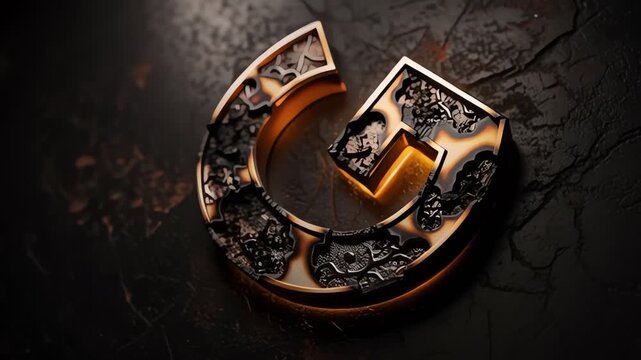 Abstract 3D Metal Letter G with Textured Surface on Dark Background