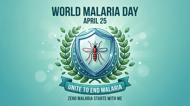 World Malaria Day Awareness Illustration with Hand Stopping Mosquito, 25 April Zero Malaria Starts With Me Concept Banner