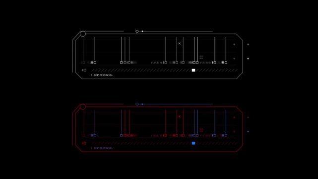  HUD infographic Alpha PNG.Technological pattern. User interface hud with dot bar graph and rule the cyber futuristic concept for video overlay with dark and grain processed