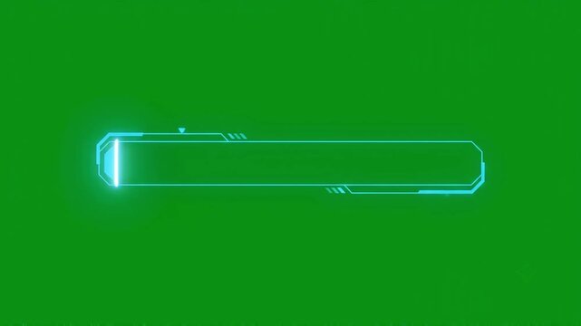 Glowing blue loading bars animating with energy bursts on a green screen background