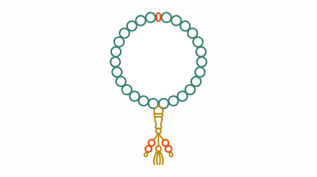 A minimal outline vector illustration of a jade beaded bracelet with tassel charm