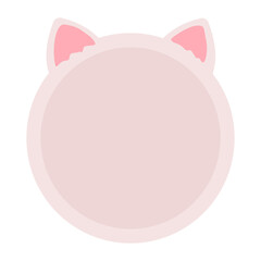 Cat ears circle frame pink round border design © BlackGroundMeYou 