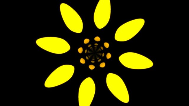 Abstract yellow flower pattern with a dark background, creating a mesmerizing visual effect.