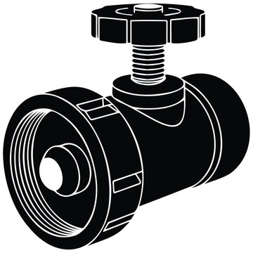 Water valve pipe fitting connector silhouette for plumbing infrastructure use.