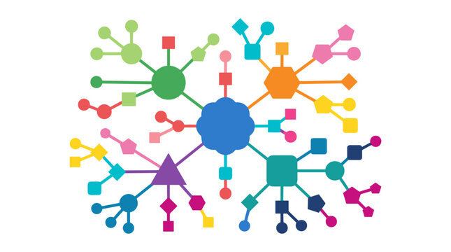 Mind map node with branches minimal vector illustration showing connected ideas brainstorming planning workflow strategy concept for business training education presentations productivity apps
