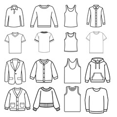 Naklejka premium Clothing Outline Icons Vector Collection
