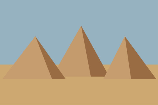 Flat Egyptian pyramids desert landscape background