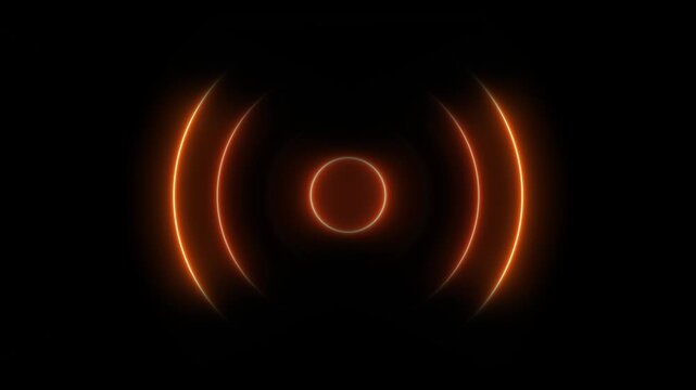 Glowing neon circle radio wave icon background video. Technology radio station voice signal 4k animation.