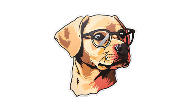 Cartoon dog wearing glasses isolated on white background