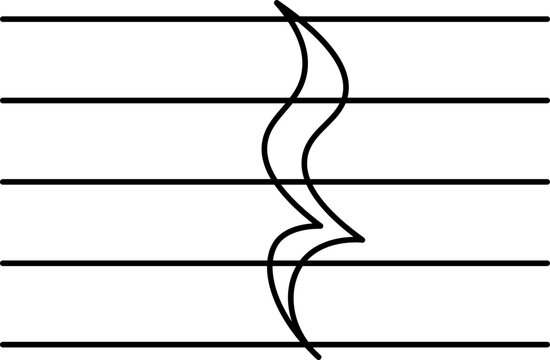 A black and white image of a whole rest musical symbol centered on a five-line staff, representing a full measure of silence in music notation.