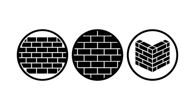 Black brick wall pattern icons in circles