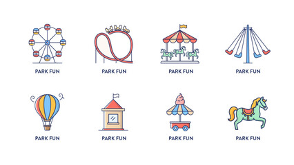 Set of eight colorful flat design icons showing different holiday and celebration themes Vector © MSTJAMI