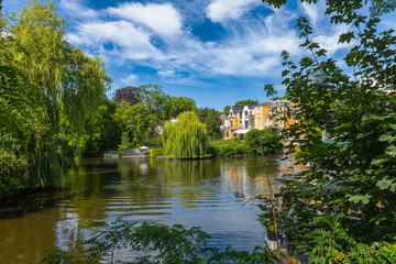 Fototapeta premium Bank area of ​​the Outer Alster in Hamburg, Germany