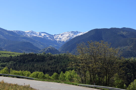 Beautiful scenery on the journey with the -Yellow Train-from Villefranche-de-Conflent and Latour-de-Carol, France 