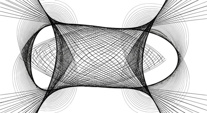 Abstract hyperbolic line frame geometric structure illustration