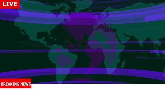 Live Breaking News Broadcast Background with Rotating Globe and World Map Animation, Global News Studio Background with Live Badge,Breaking News World Globe Motion Background