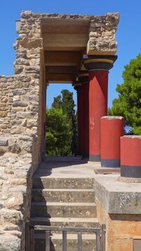 Ancient Minoan ruins at the Palace of Knossos in Crete, Greece