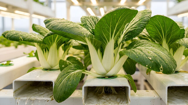 Hydroponic bok choy indoor farming fresh greens sustainable agriculture grown without soil healthy