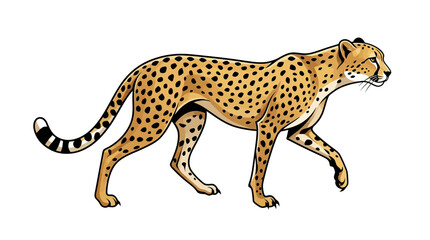 A cheetah walks slowly on a plain area in a natural setting with a white background 030 © sajjadhossain