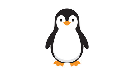 A cartoon penguin illustration stands alone on a white background, looking directly forward. © sajjadhossain