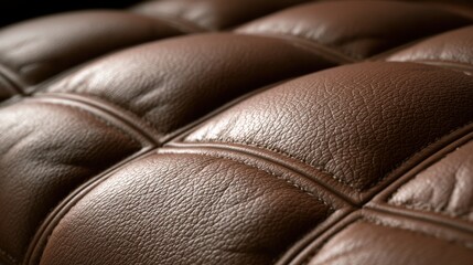 Fototapeta premium Luxury Leather Texture: Close-up shot of rich, brown tufted leather showcasing its intricate details and premium quality. A tactile material offering comfort and elegance.
