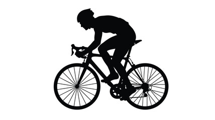 Naklejka premium Cyclist Riding Road Bike In Dynamic Silhouette