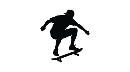 Fototapeta premium Skateboarder In Motion Black Silhouette skater boarding