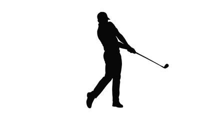 Fototapeta premium Golfer swinging golf club in motion black silhouette